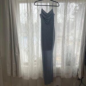 Elegant blue Gray Evening Dress